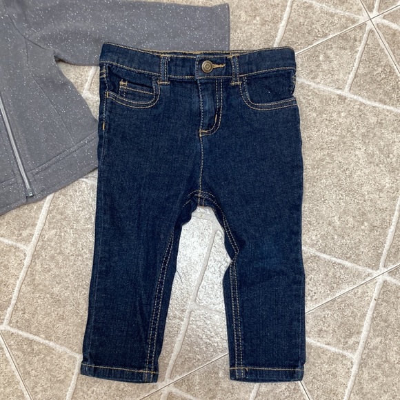 Baby Girl Sparkle Zip Up Top and Jeans - Picture 3 of 3